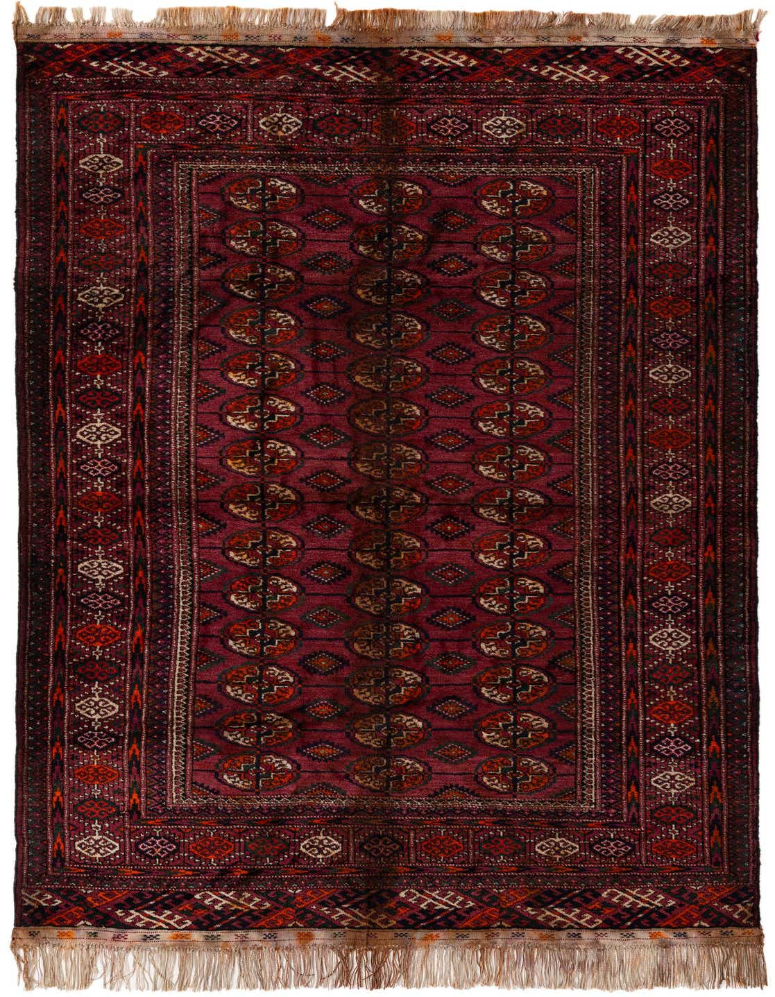3' 11 x 6' 11 Hand Knotted Torkaman Oriental Wool Runner Rug