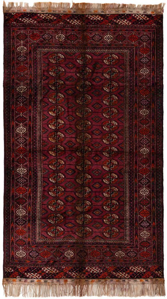 3' 11 x 6' 11 Hand Knotted Torkaman Oriental Wool Runner Rug