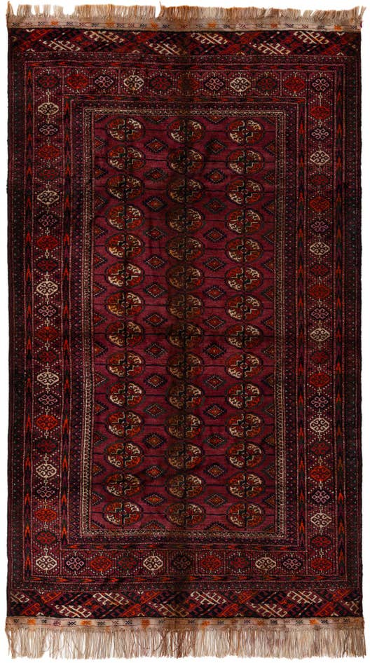 Detail image of 3' 11 x 6' 11 Hand Knotted Torkaman Oriental Wool Runner Rug