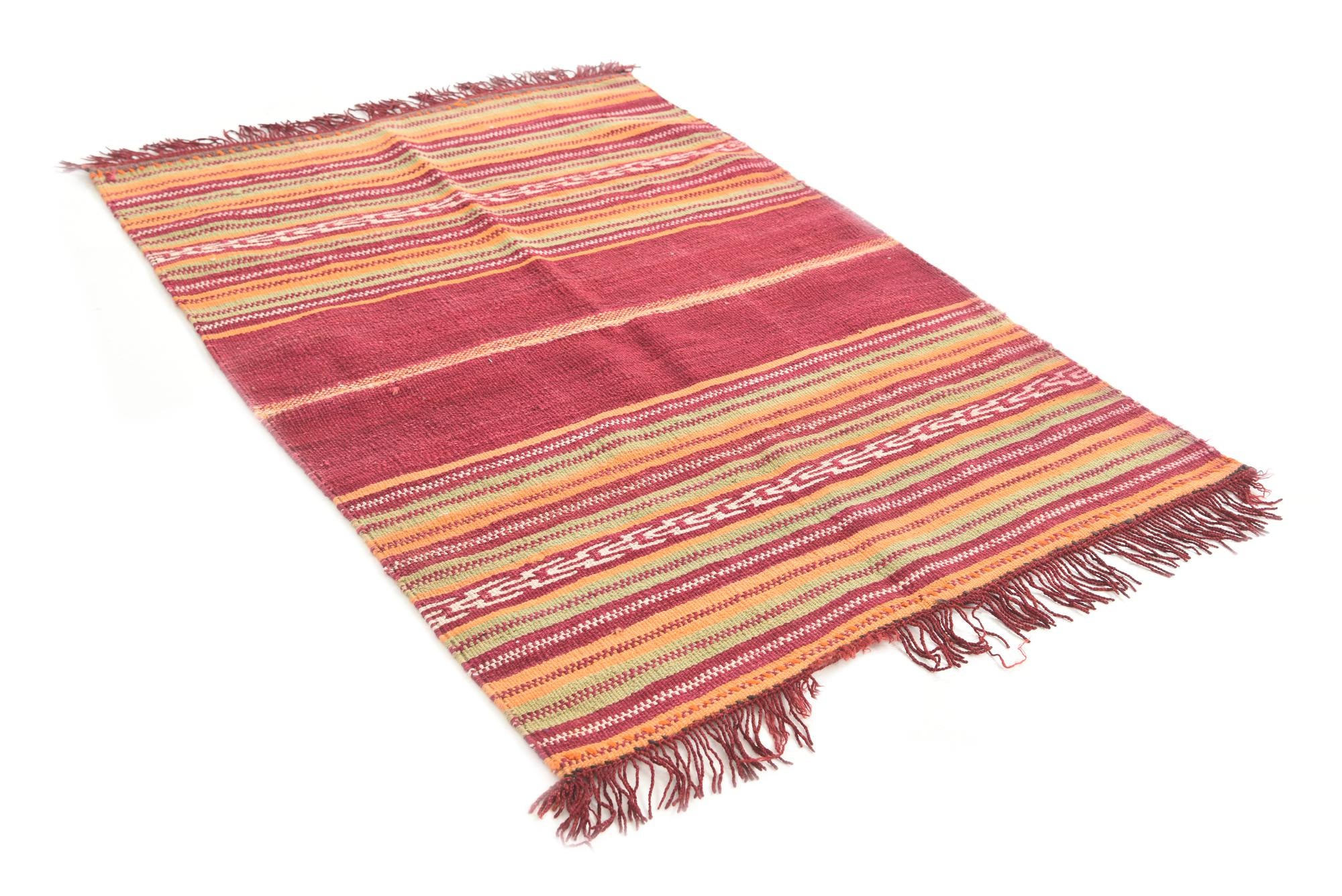 3' 7 x 4' Hand Woven Kilim Afghan Wool Square Rug