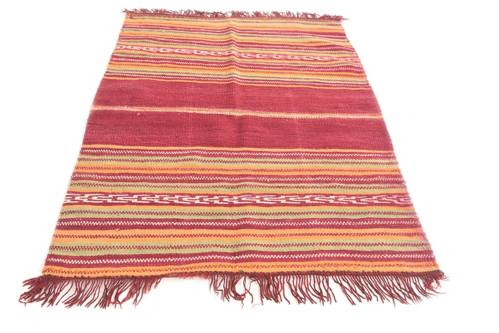3' 7 x 4' Hand Woven Kilim Afghan Wool Square Rug