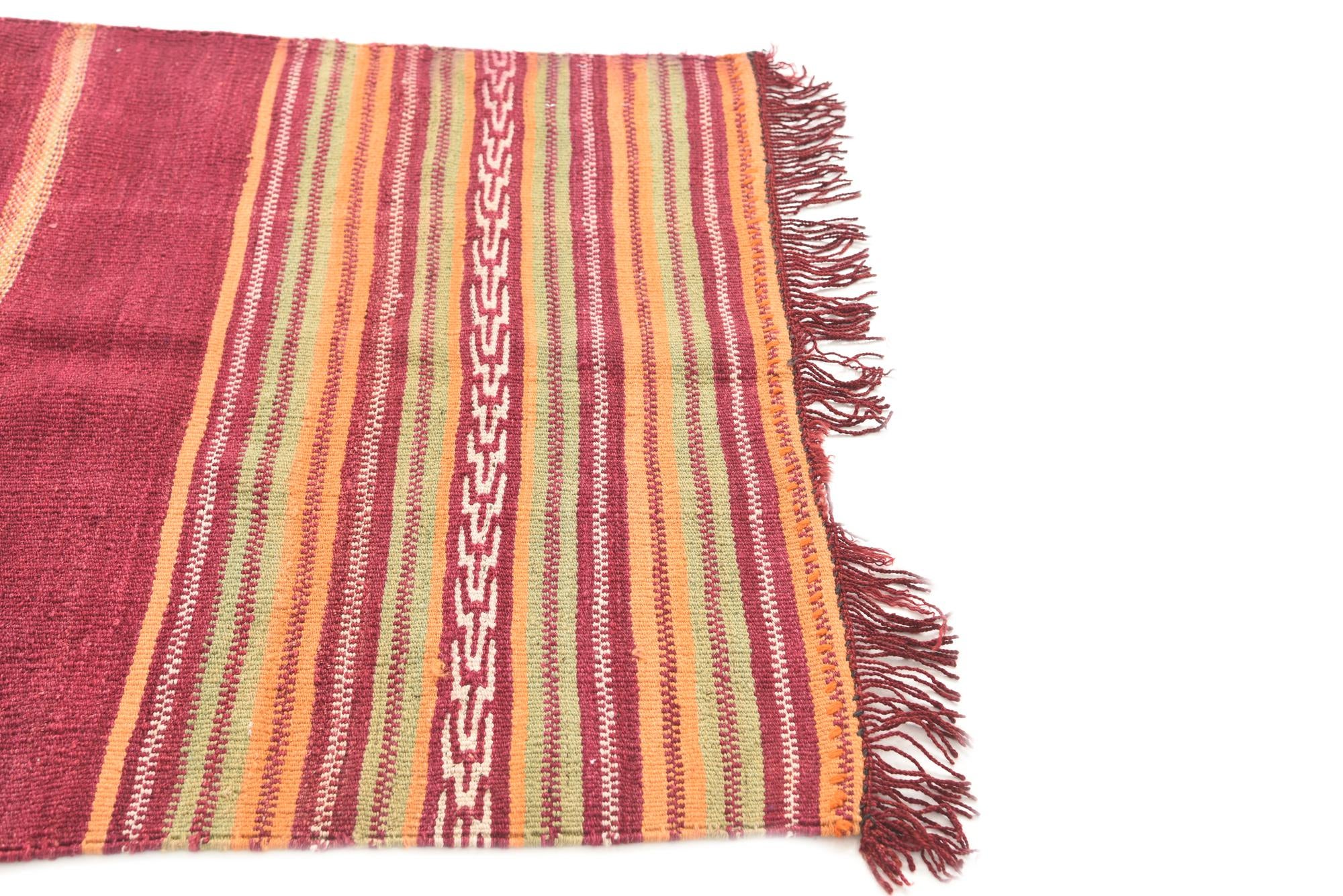 3' 7 x 4' Hand Woven Kilim Afghan Wool Square Rug