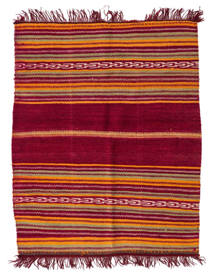 Detail image of 3' 7 x 4' Hand Woven Kilim Afghan Wool Square Rug