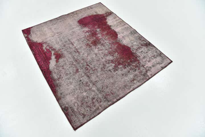 4' 4 x 4' 10 Hand Knotted Ultra Vintage Persian Wool Square Rug
