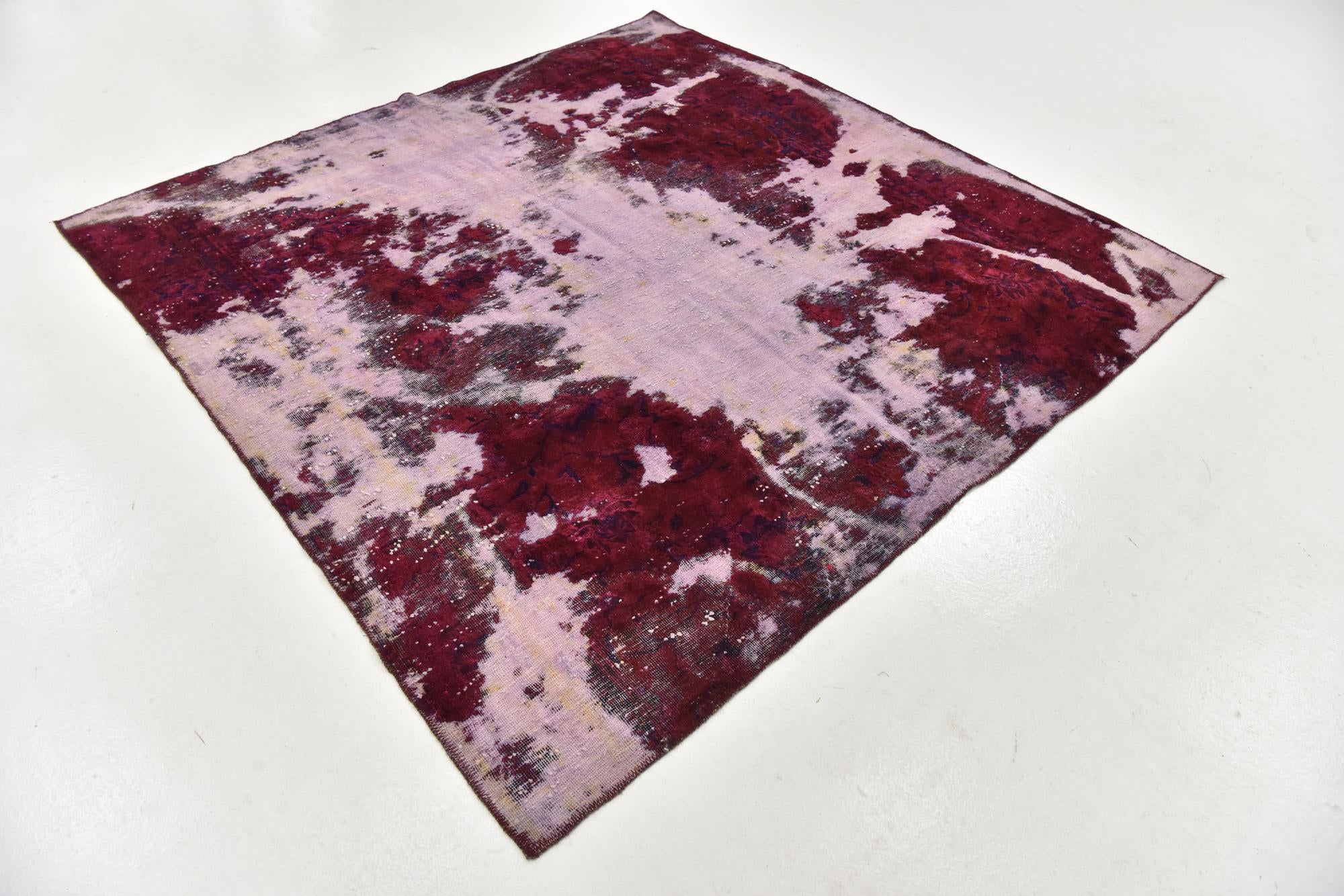 6' 9 x 6' 10 Hand Knotted Ultra Vintage Persian Wool Square Rug