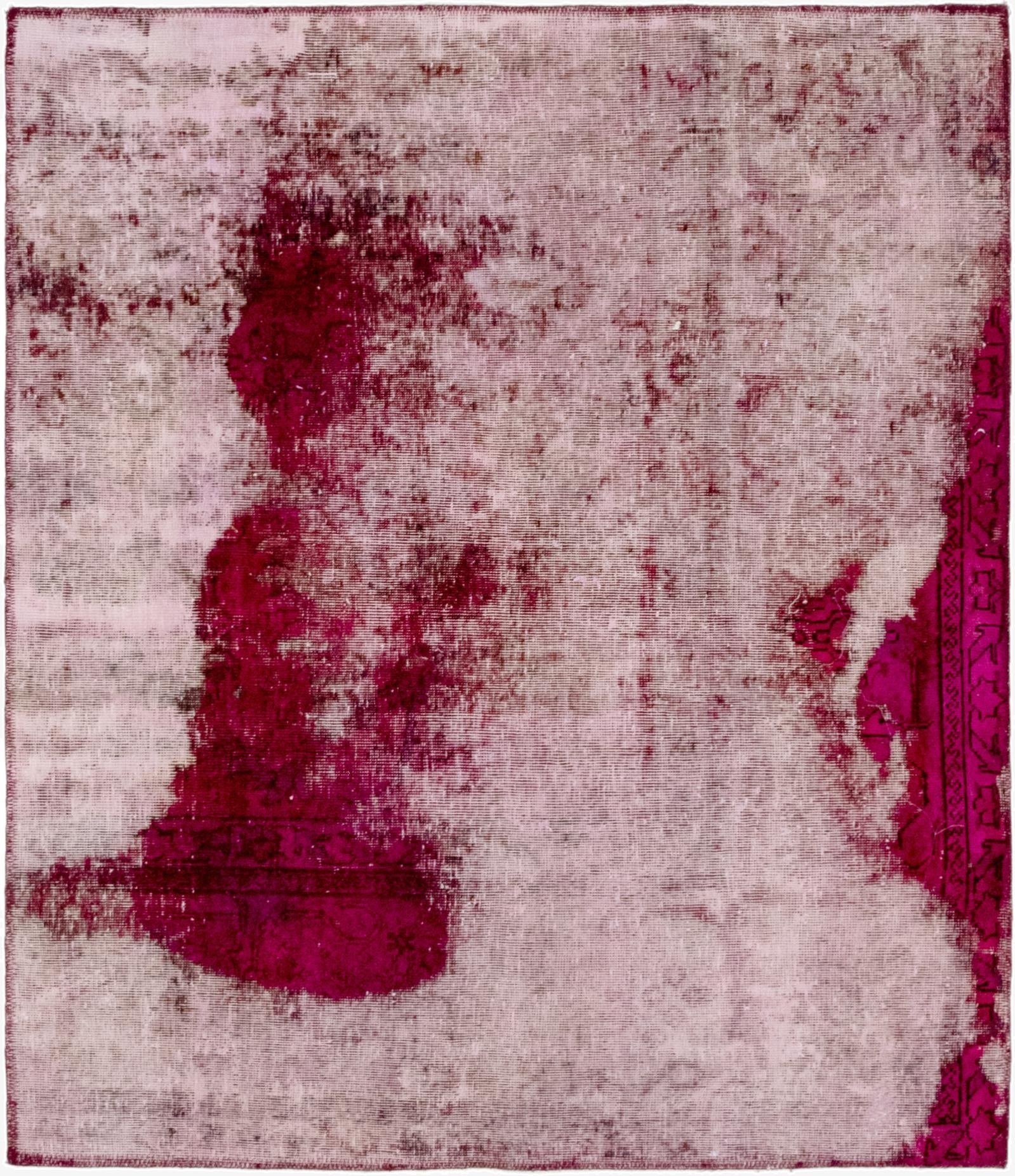 4' 4 x 4' 10  Hand Knotted Ultra Vintage Persian Wool Square Rug