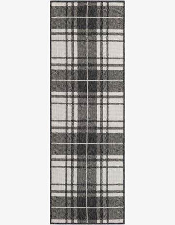 2' x 6' Maguire · Plaid Outdoor Rug, black and white