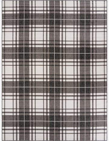 9' x 12' Maguire · Plaid Outdoor Rug, black and white