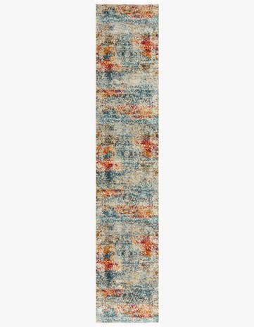 Mallow · Distressed medallion rug, multicolor and cream