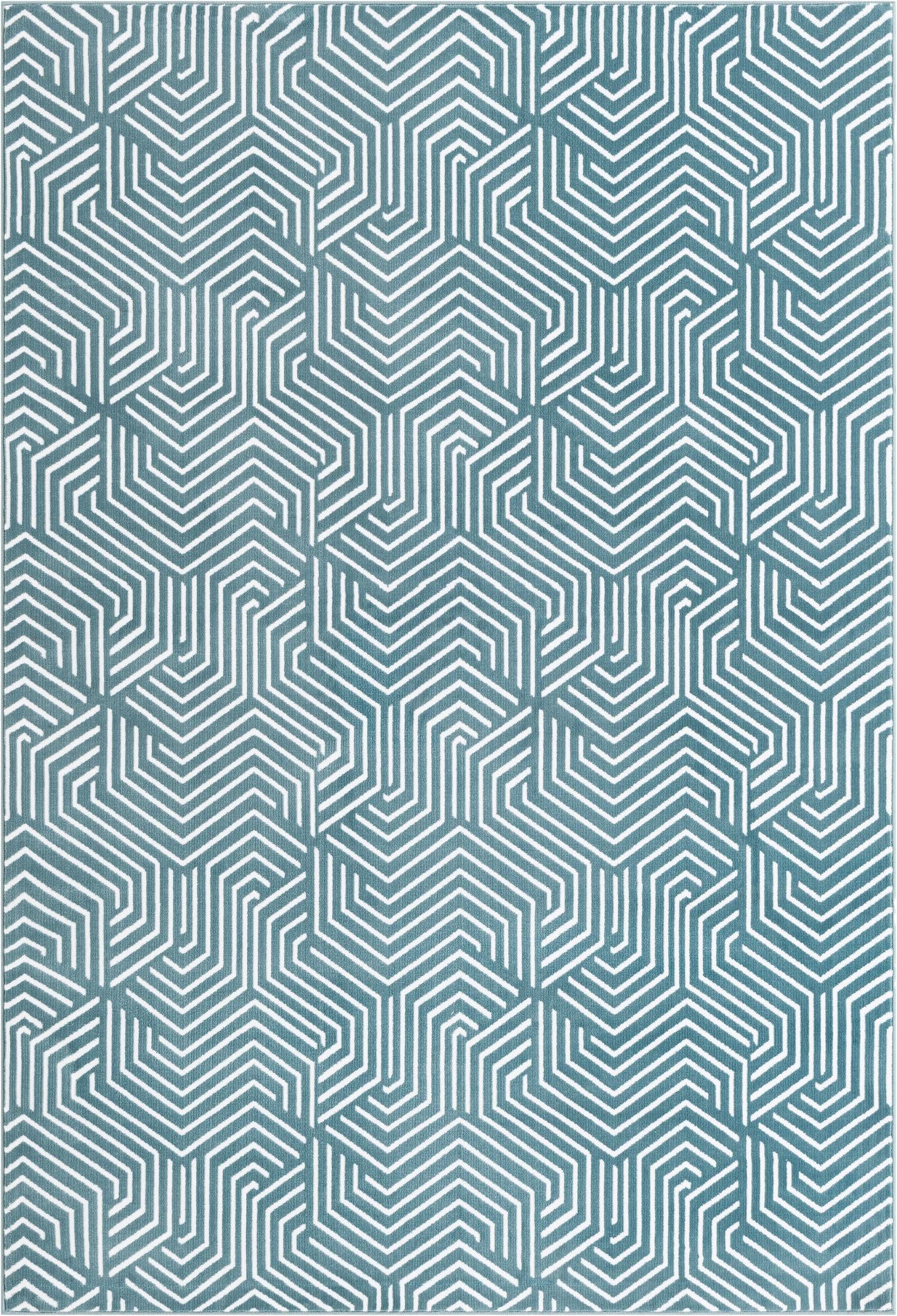 Manning · Geometric rug, aegean blue and ivory