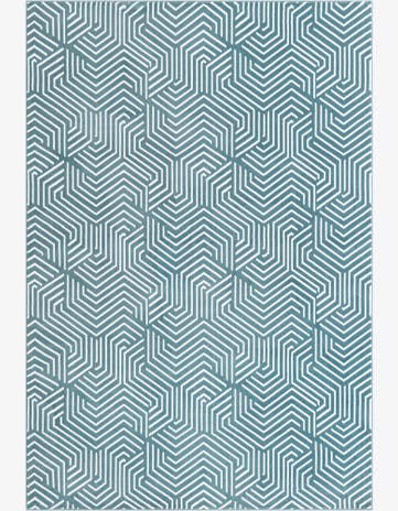 Manning · Geometric rug, aegean blue and ivory