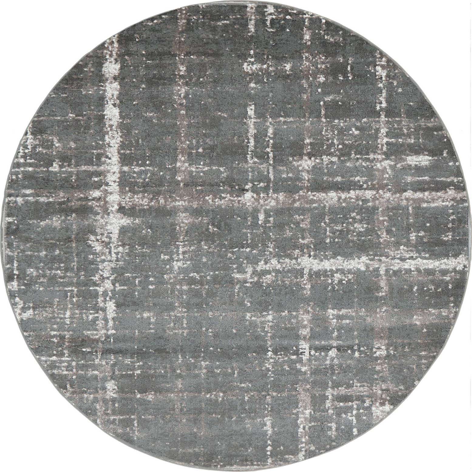 8' x 8' Maplewood · Abstract grid rug, gray and ivory