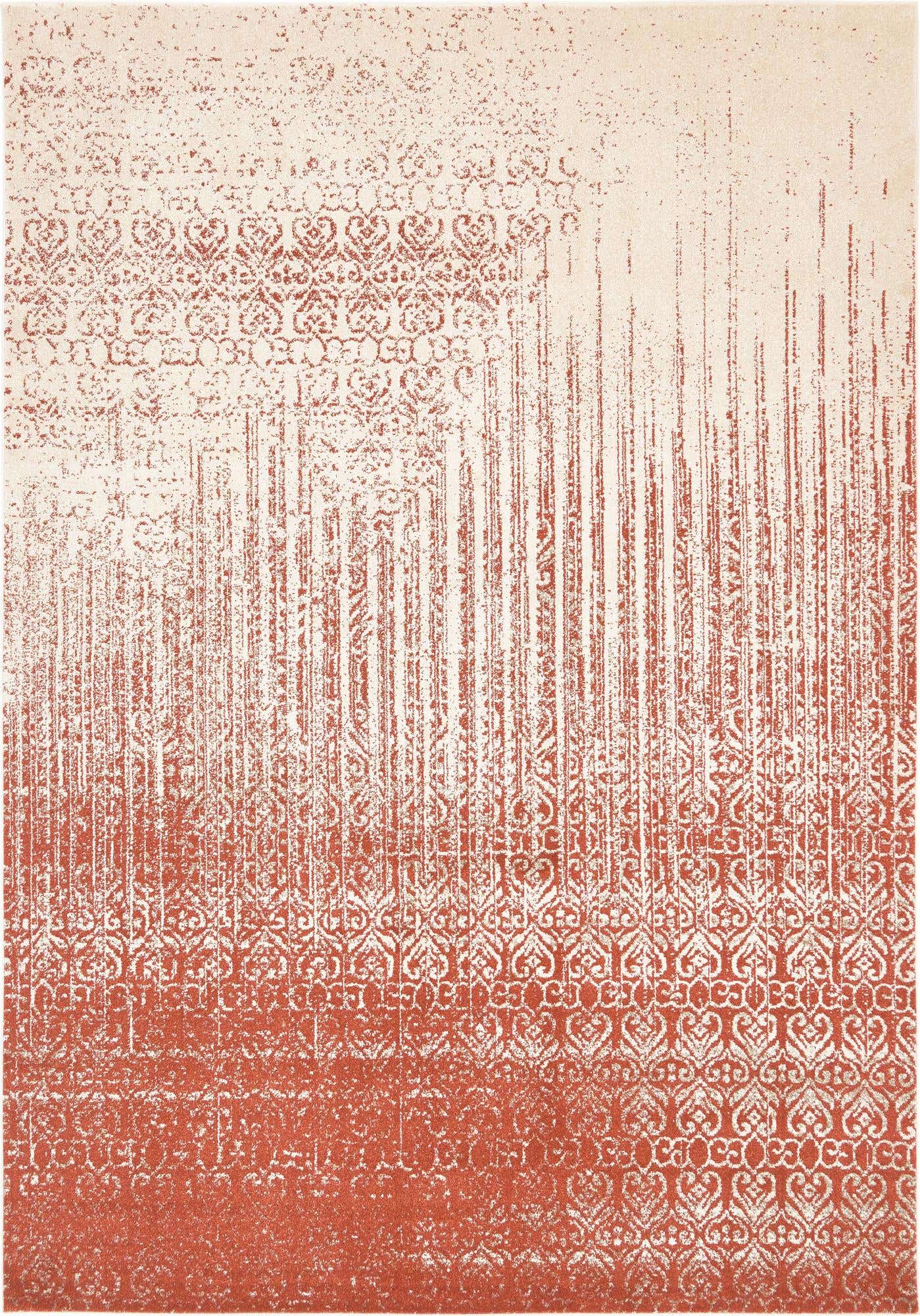 7' 10 x 11' Marchmont · Distressed damask rug, terracotta and beige
