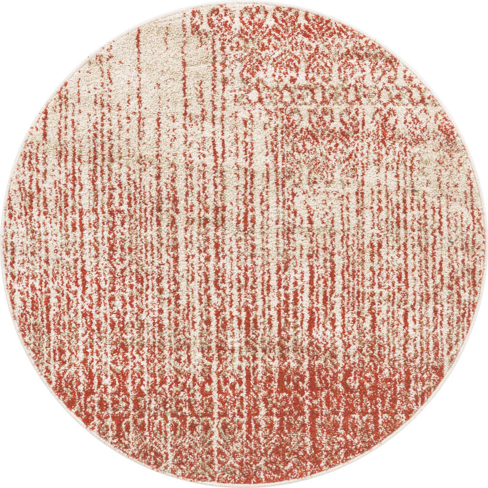 4' x 4' Marchmont · Distressed damask rug, terracotta and beige