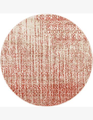 4' x 4' Marchmont · Distressed damask rug, terracotta and beige