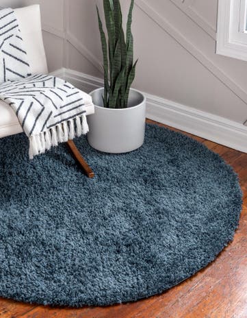 Marine Blue Zermatt Shag Round Rug