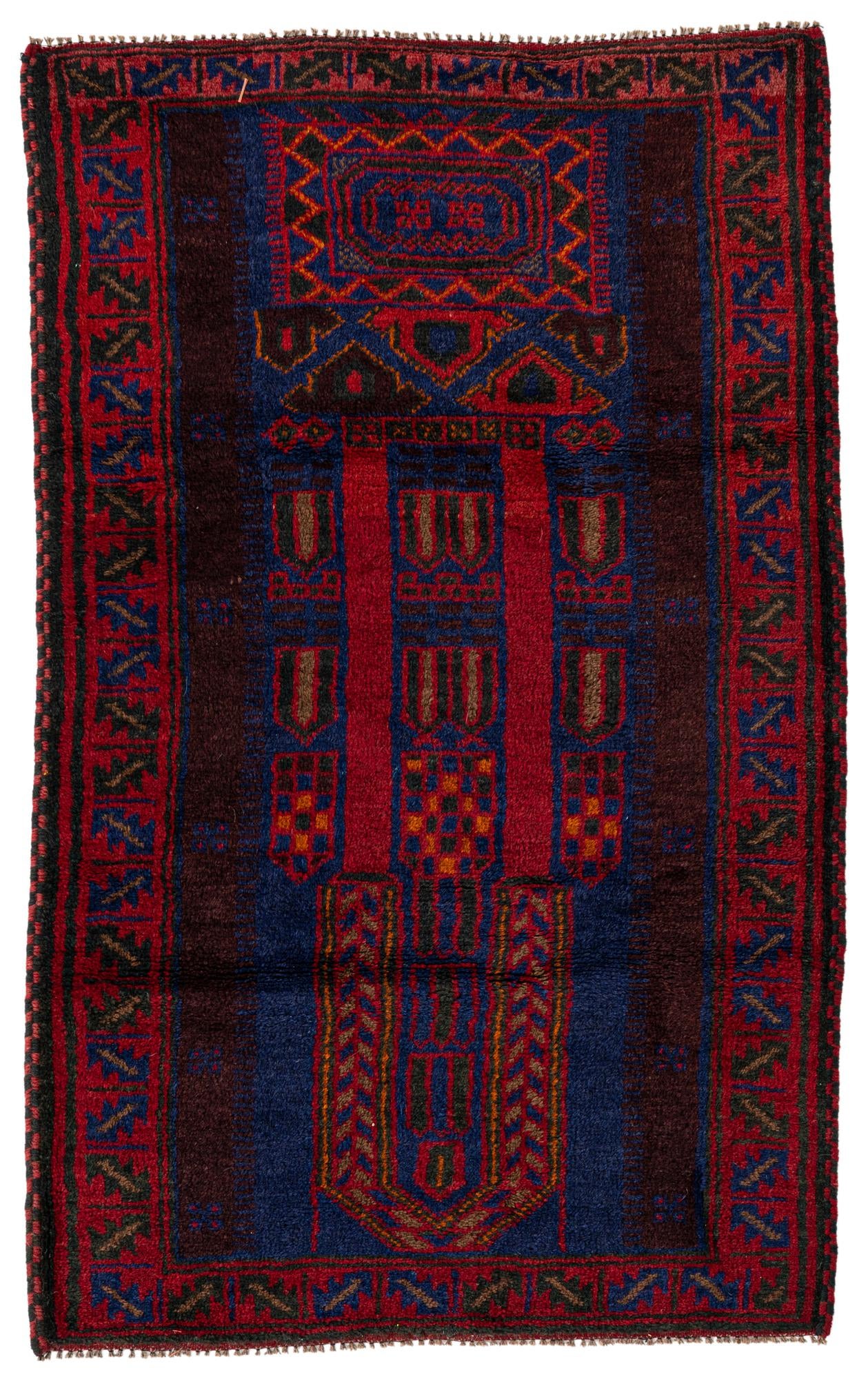2' 10 x 4' 7 Hand Knotted Balouch Persian Wool Rug