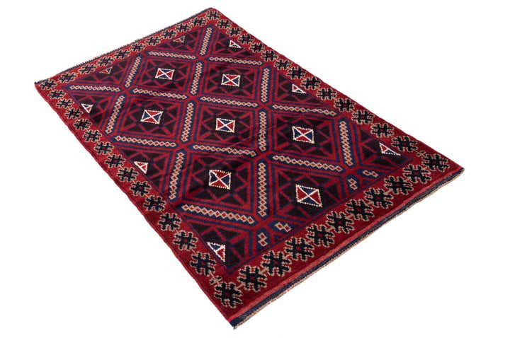 3' x 4' 9 Hand Knotted Balouch Persian Wool Rug
