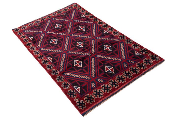 Detail image of 3' x 4' 9 Hand Knotted Balouch Persian Wool Rug