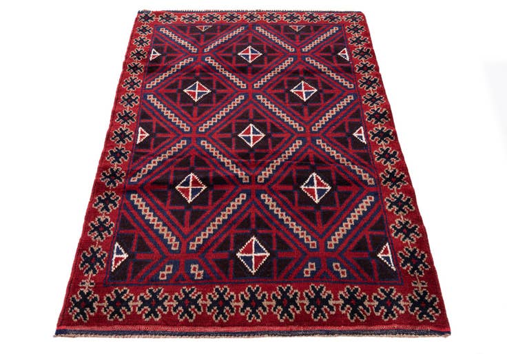 Detail image of 3' x 4' 9 Hand Knotted Balouch Persian Wool Rug