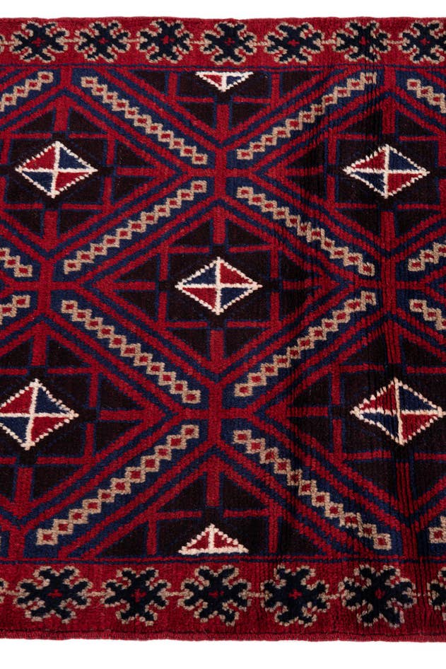 Detail image of 3' x 4' 9 Hand Knotted Balouch Persian Wool Rug