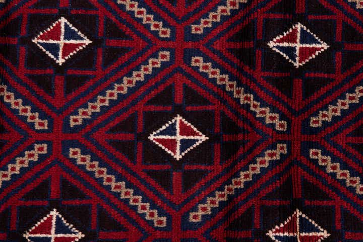3' x 4' 9 Hand Knotted Balouch Persian Wool Rug