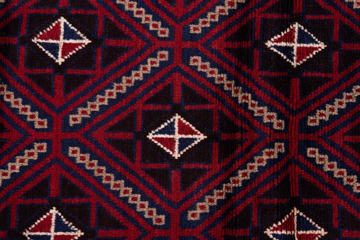 Detail image of 3' x 4' 9 Hand Knotted Balouch Persian Wool Rug