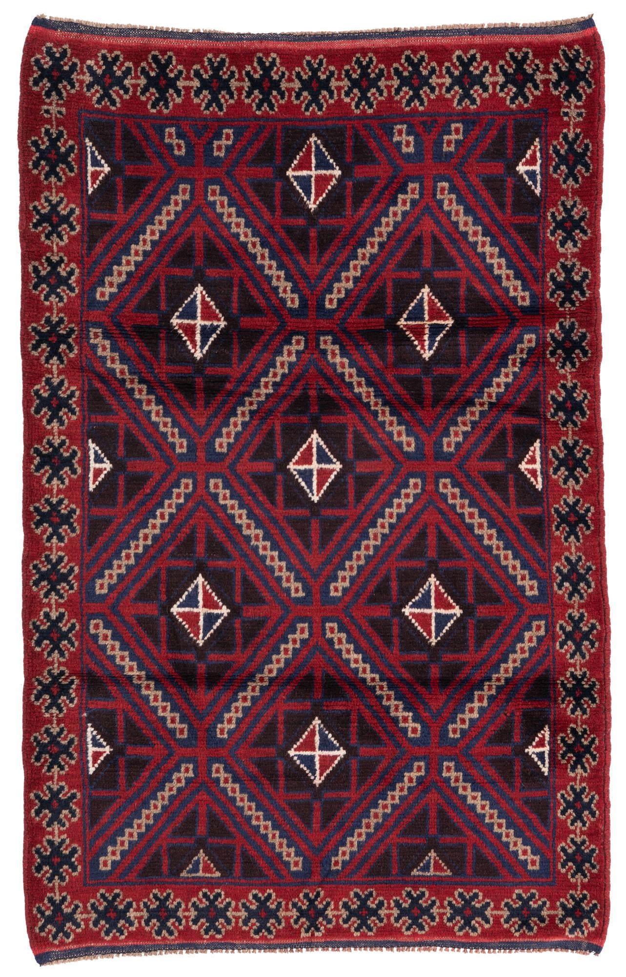 3' x 4' 9 Hand Knotted Balouch Persian Wool Rug