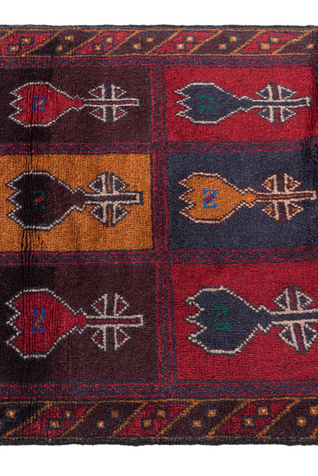 Detail image of 3' x 4' 7 Hand Knotted Balouch Persian Wool Rug