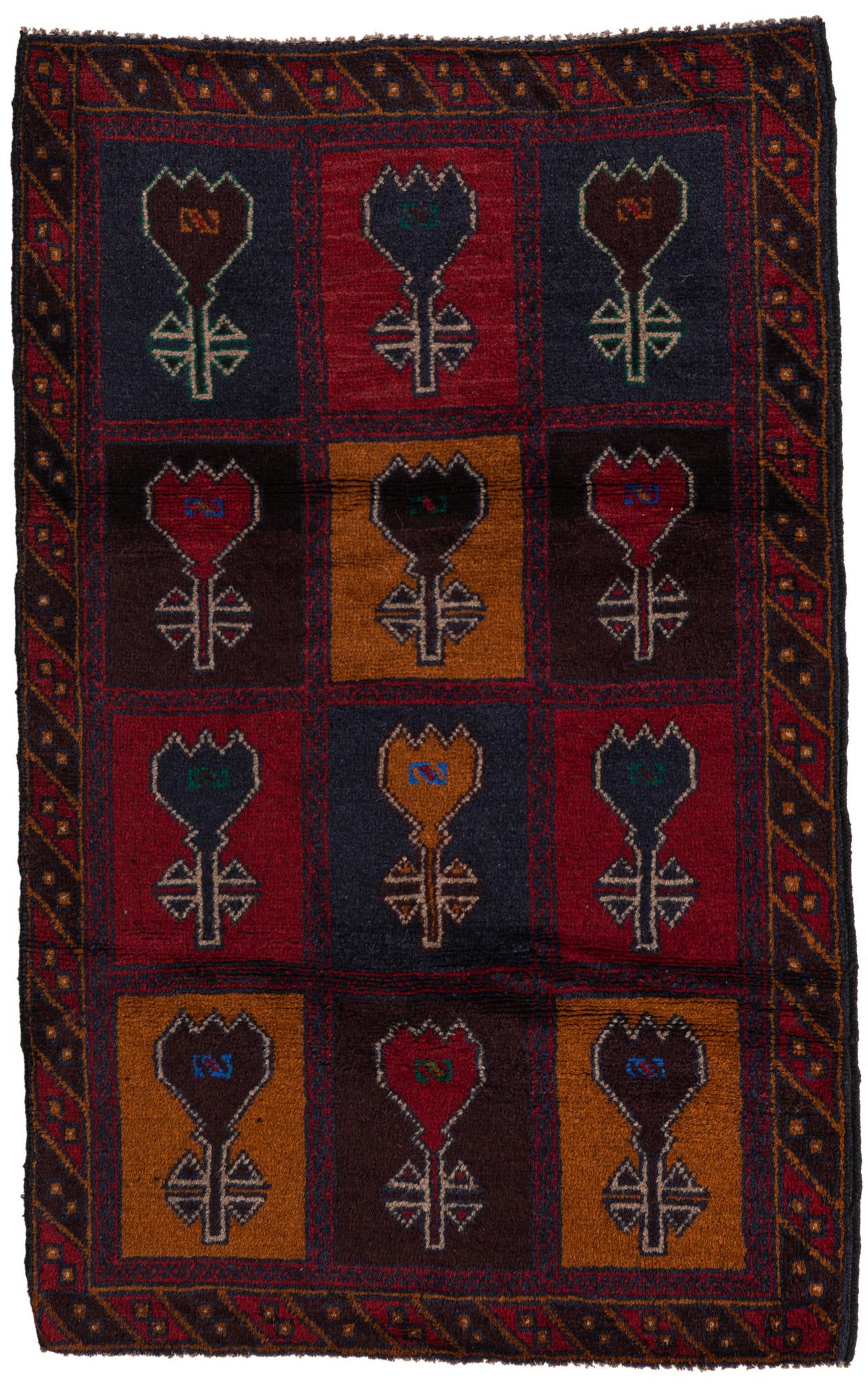3' x 4' 7 Hand Knotted Balouch Persian Wool Rug