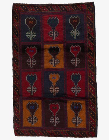 3' x 4' 7 Hand Knotted Balouch Persian Wool Rug