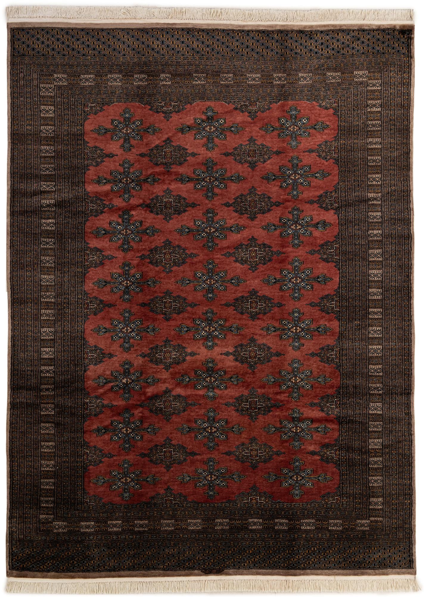 225cm x 305cm anudado a mano Bokhara Alfombra Oriental Lana