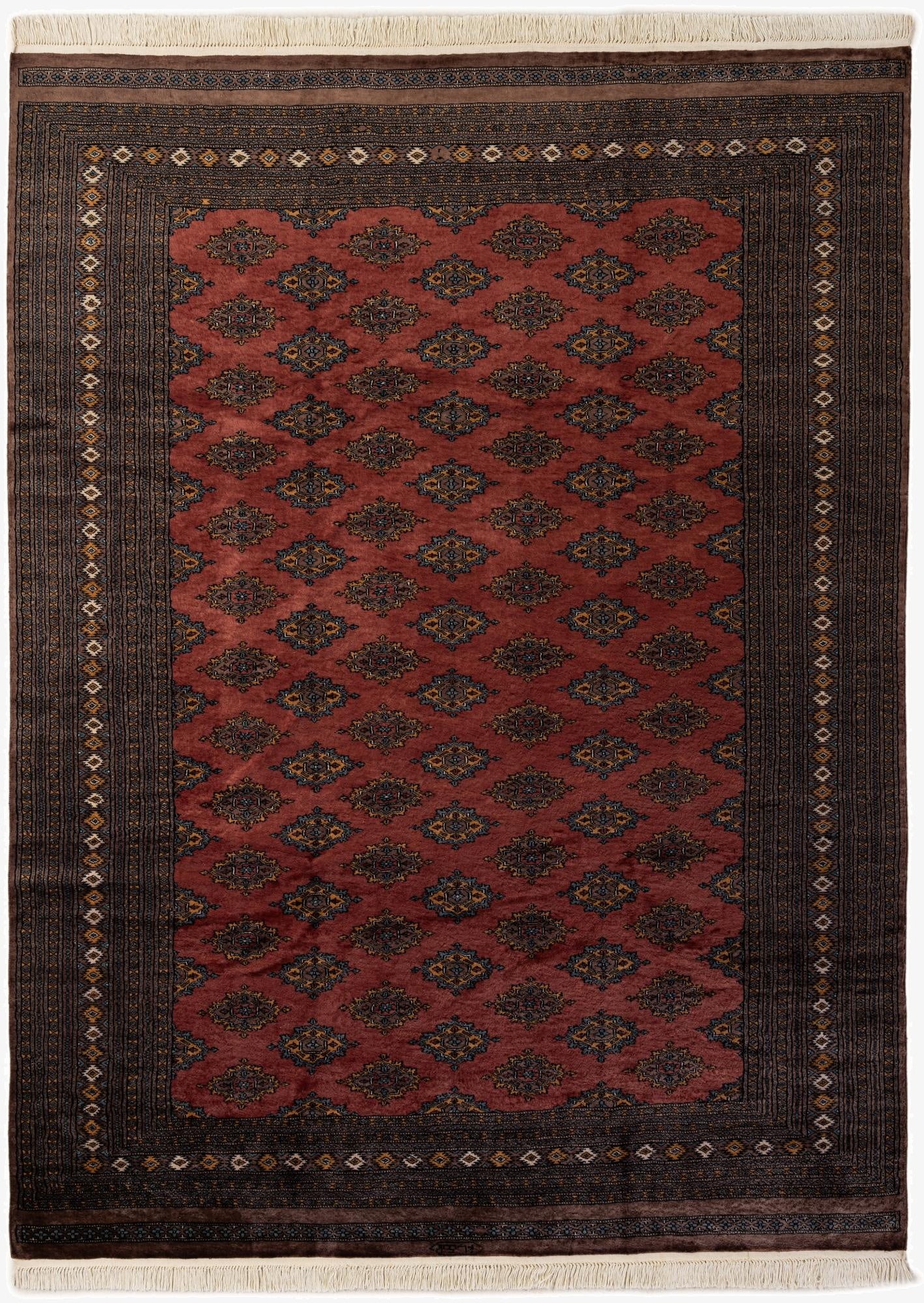 7' 4 x 9' 10  Hand Knotted Bokhara Oriental Wool Rug