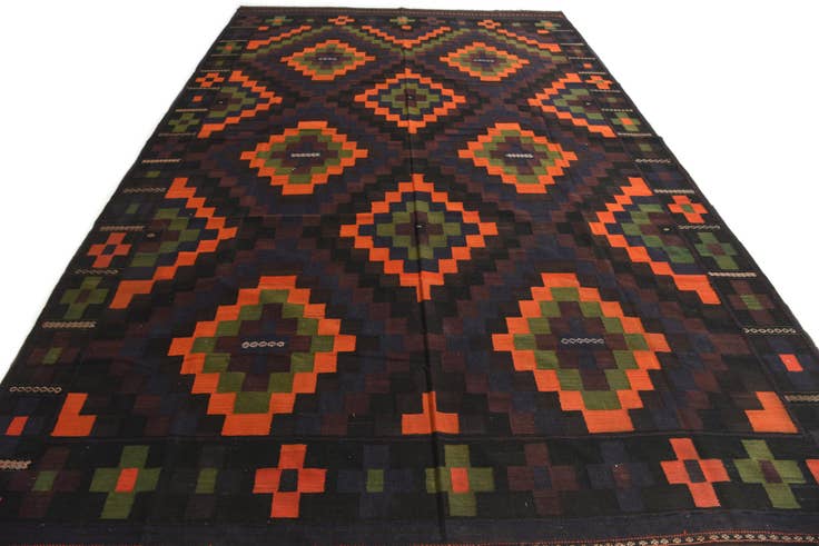 Detail image of 10' x 15' 9 Hand Woven Kilim Afghan Wool Rug