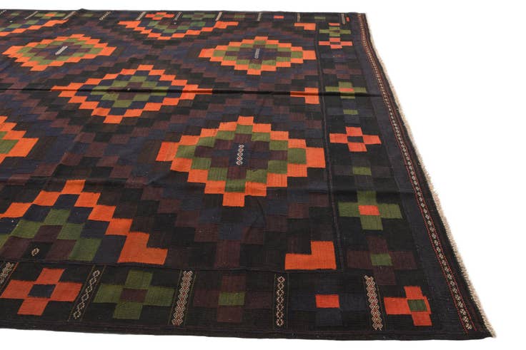 Detail image of 10' x 15' 9 Hand Woven Kilim Afghan Wool Rug