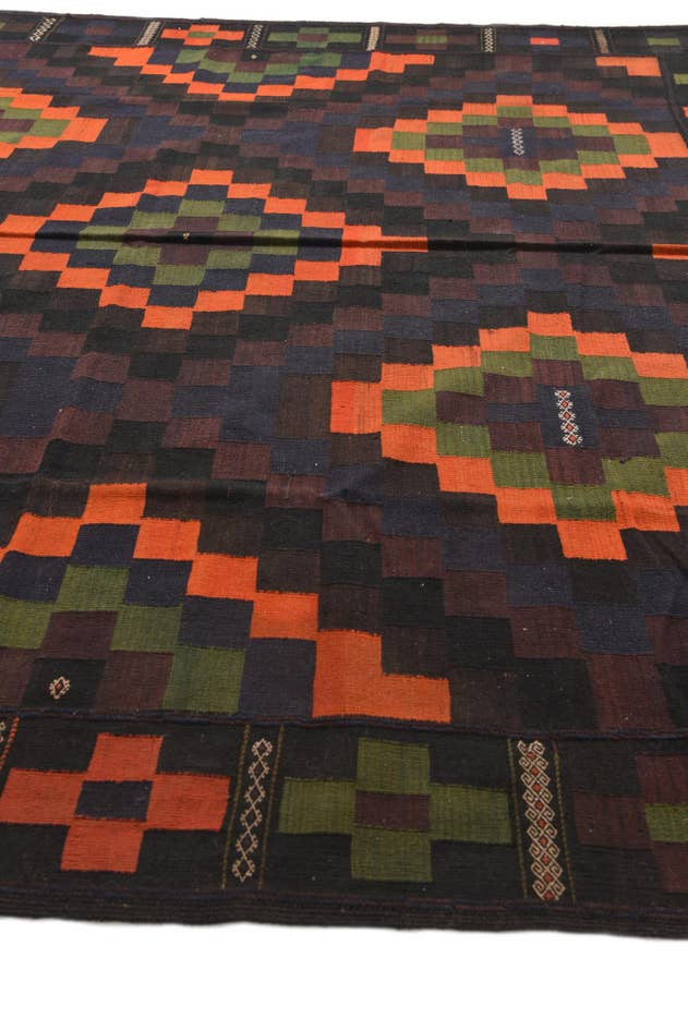 Detail image of 10' x 15' 9 Hand Woven Kilim Afghan Wool Rug