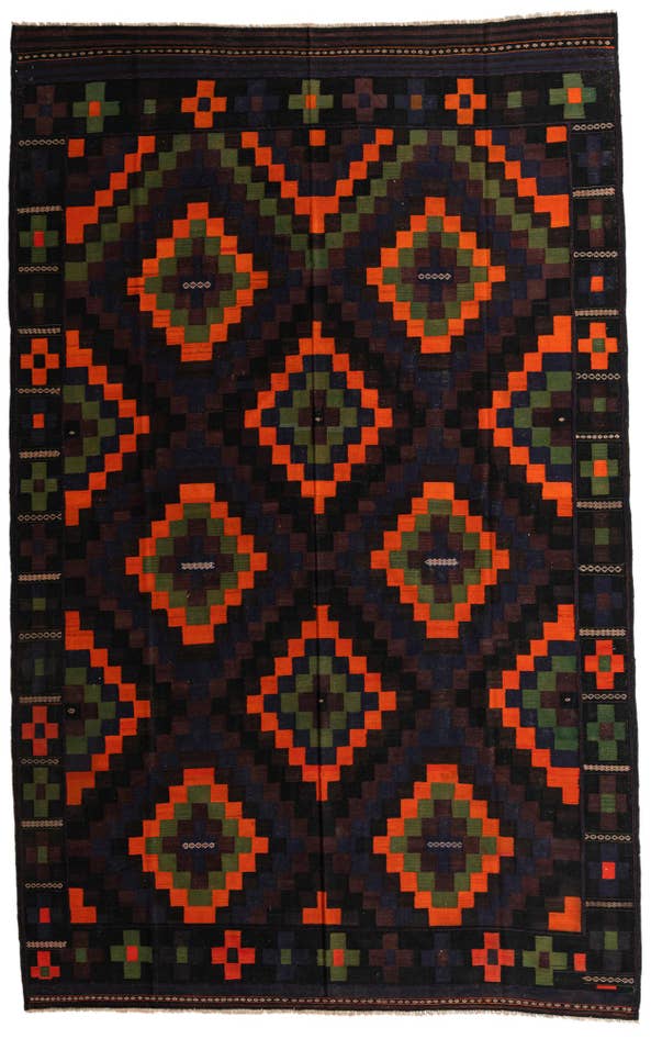 Detail image of 10' x 15' 9 Hand Woven Kilim Afghan Wool Rug