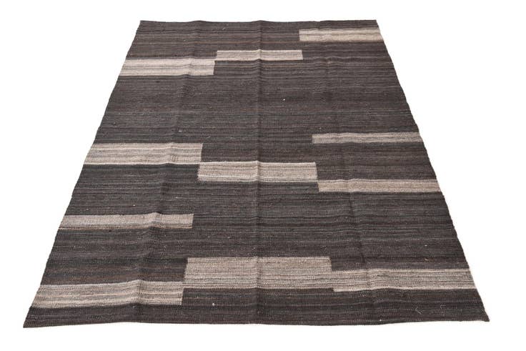 Detail image of 4' 4 x 5' 9 Hand Woven Kilim Modern Wool Rug