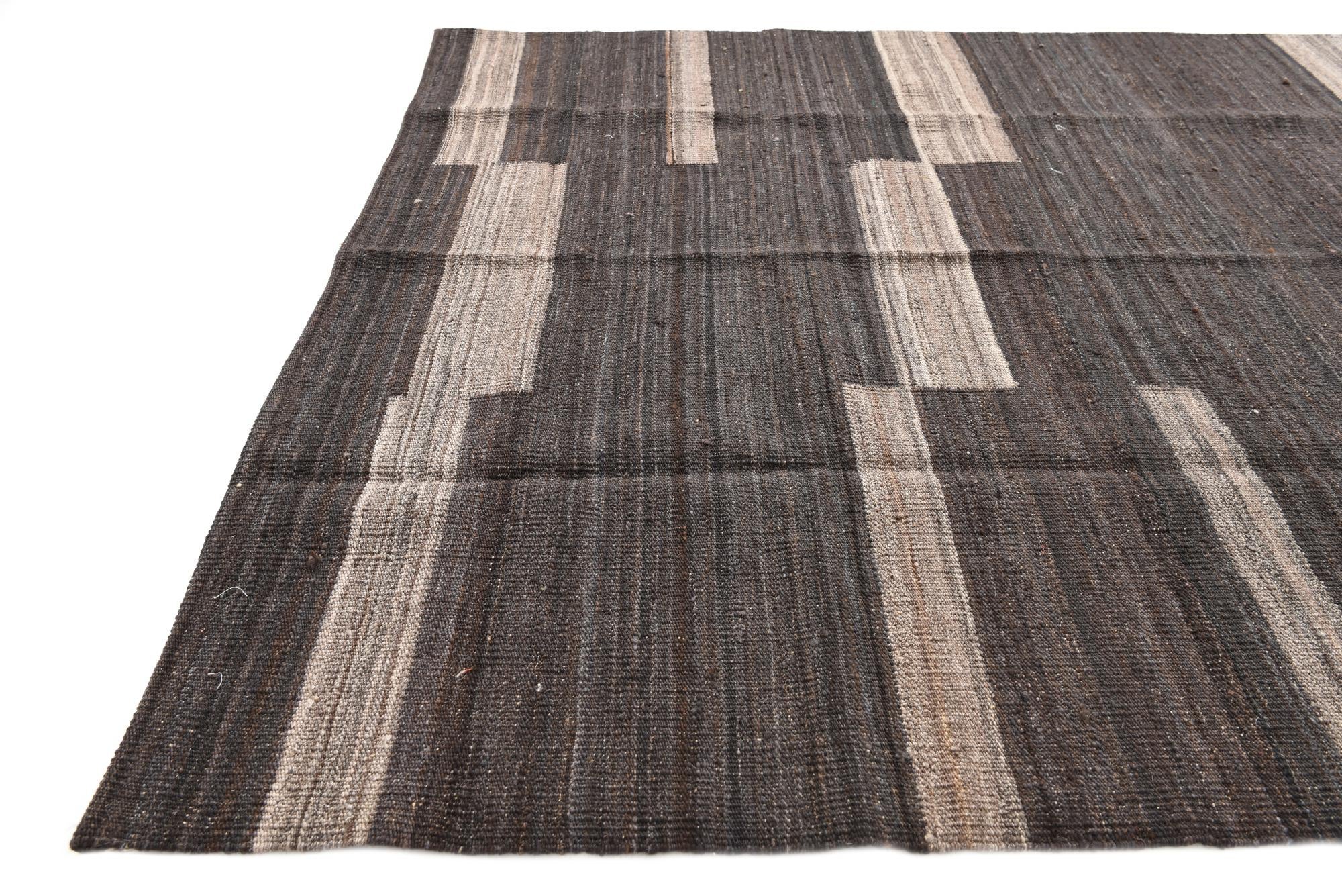 4' 4 x 5' 9 Hand Woven Kilim Modern Wool Rug