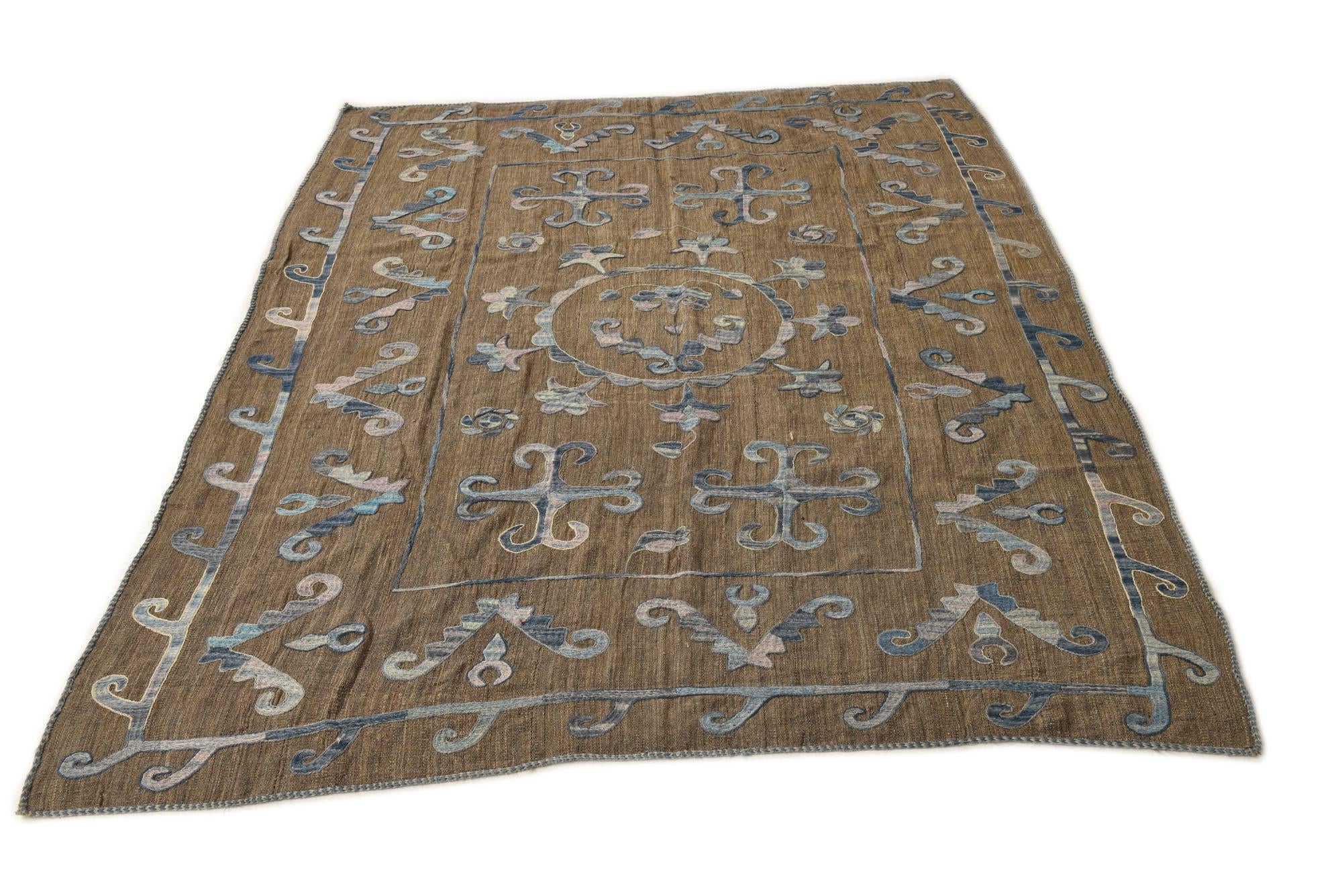 5' 6 x 7' 4 Hand Woven Kilim Suzani Wool Rug