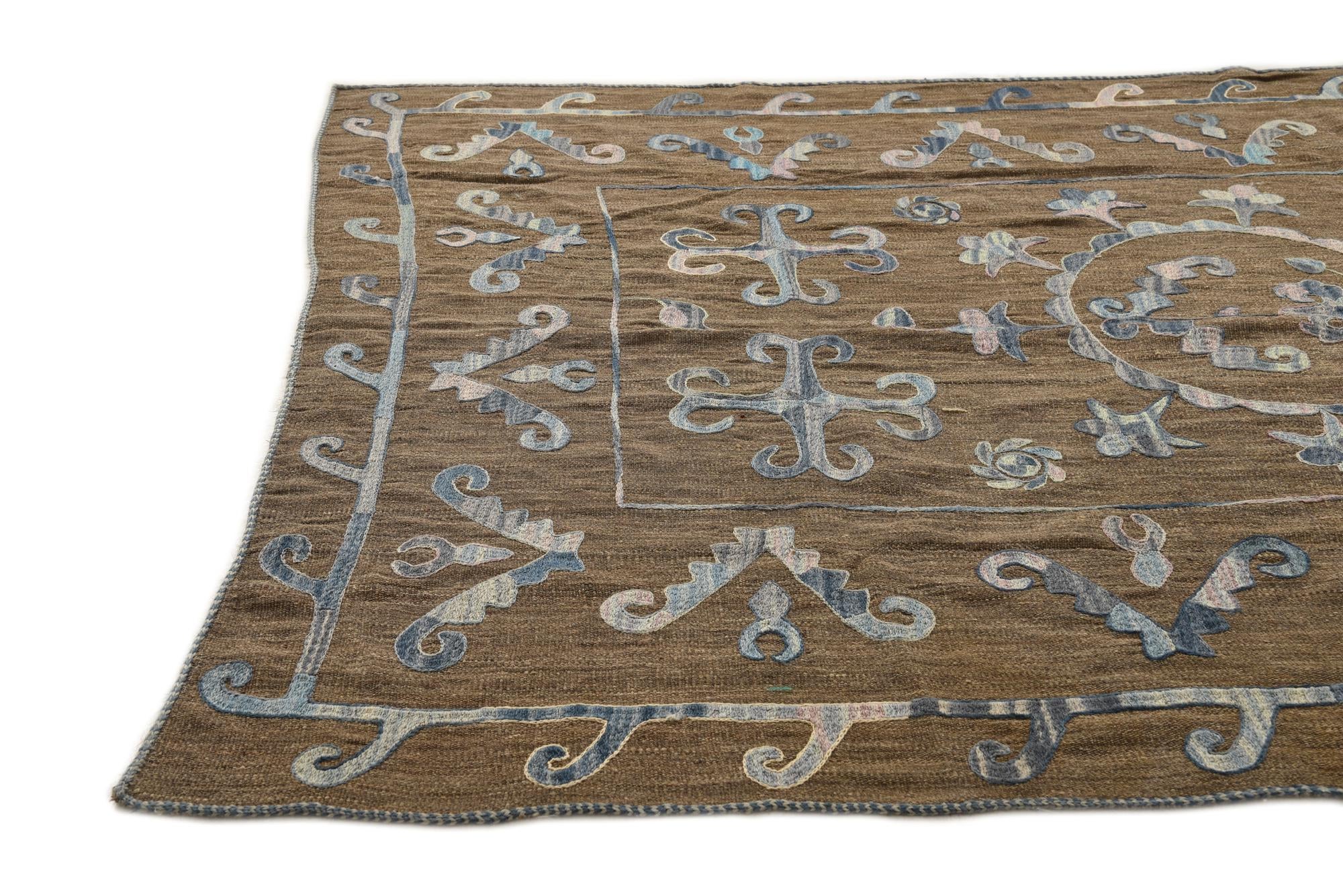 5' 6 x 7' 4 Hand Woven Kilim Suzani Wool Rug