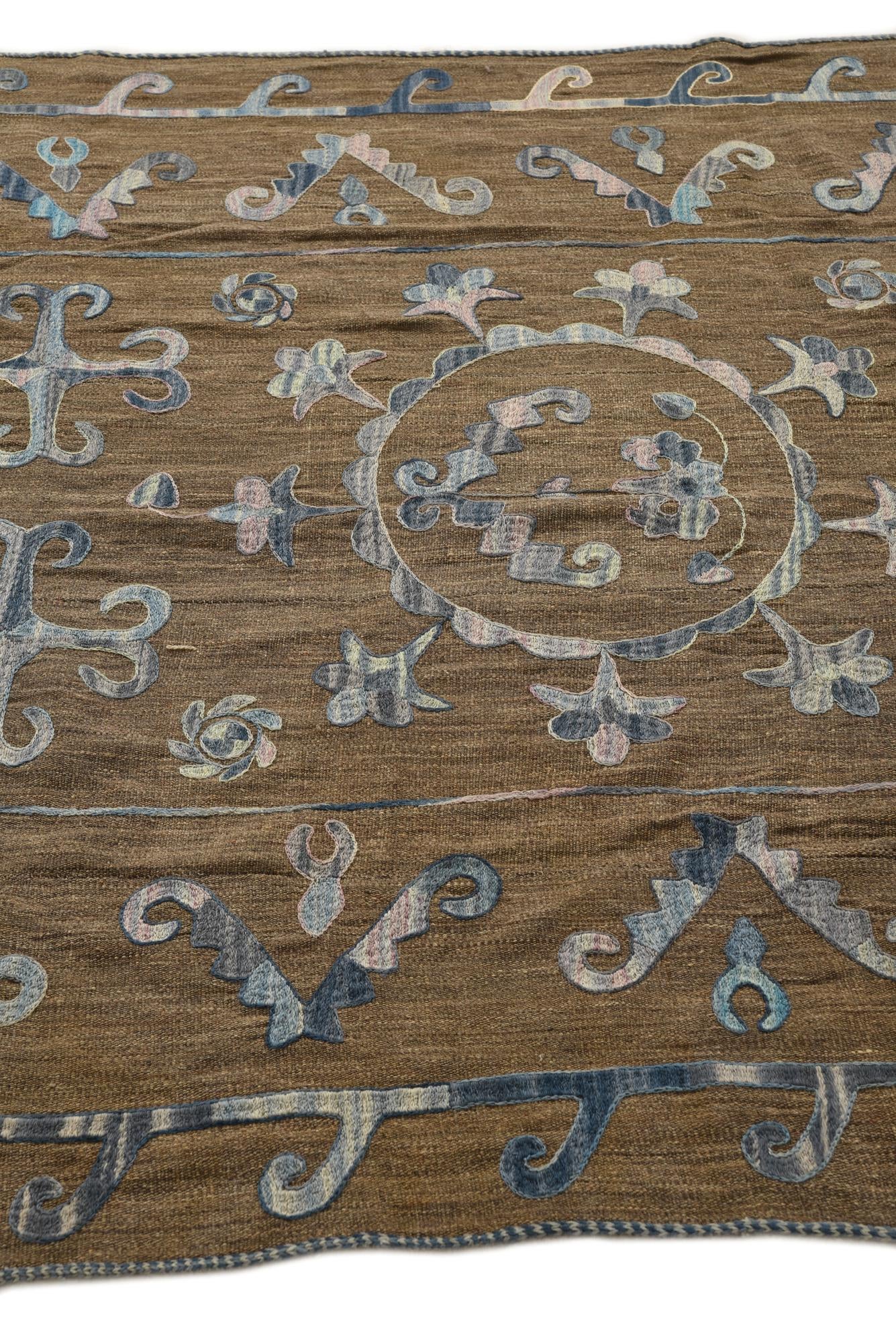 5' 6 x 7' 4 Hand Woven Kilim Suzani Wool Rug