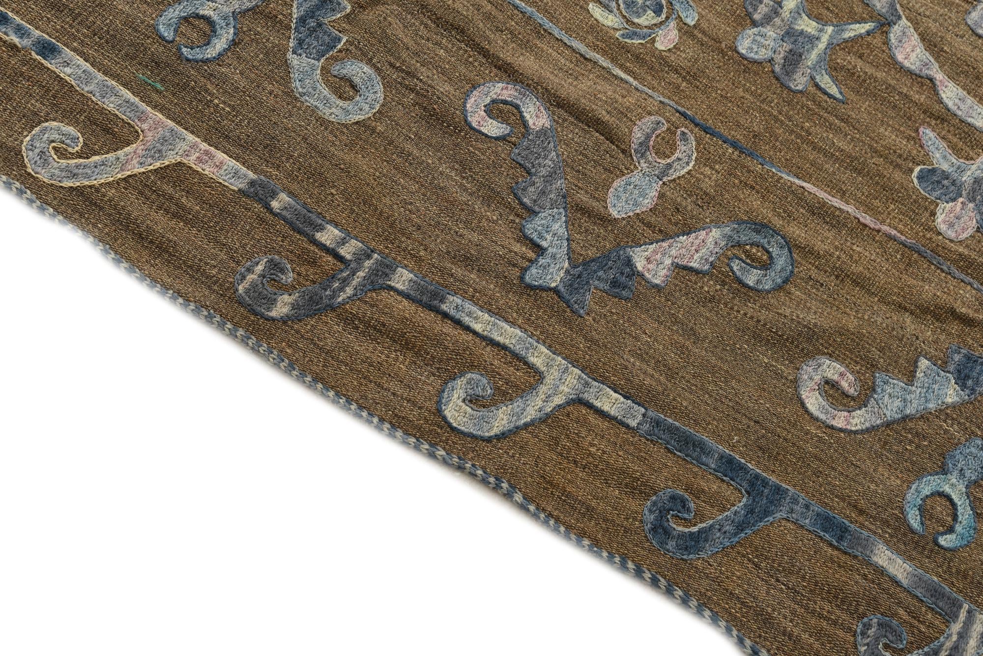 5' 6 x 7' 4 Hand Woven Kilim Suzani Wool Rug