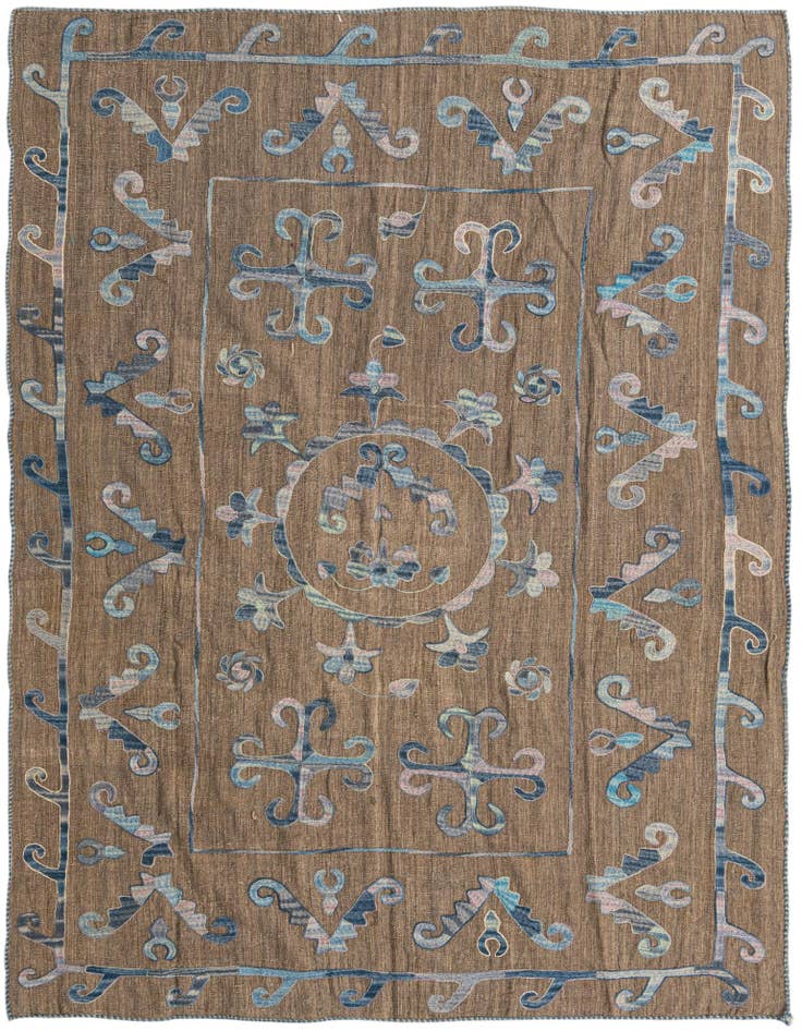 Detail image of 5' 6 x 7' 4 Hand Woven Kilim Suzani Wool Rug