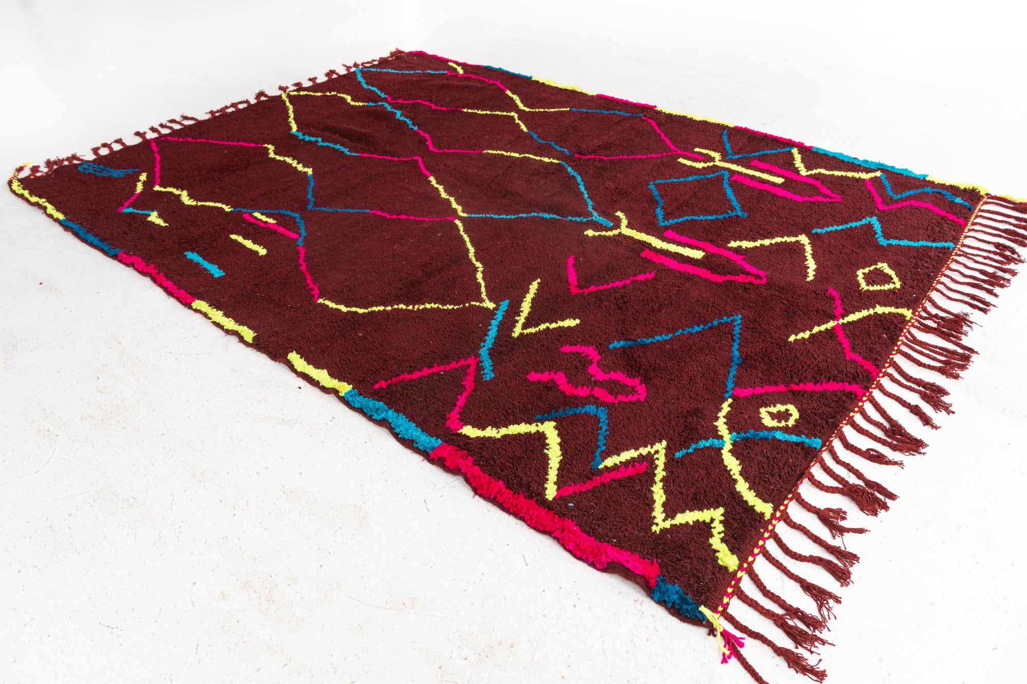 7' x 9' 4 Hand Knotted Moroccan Wool Rug