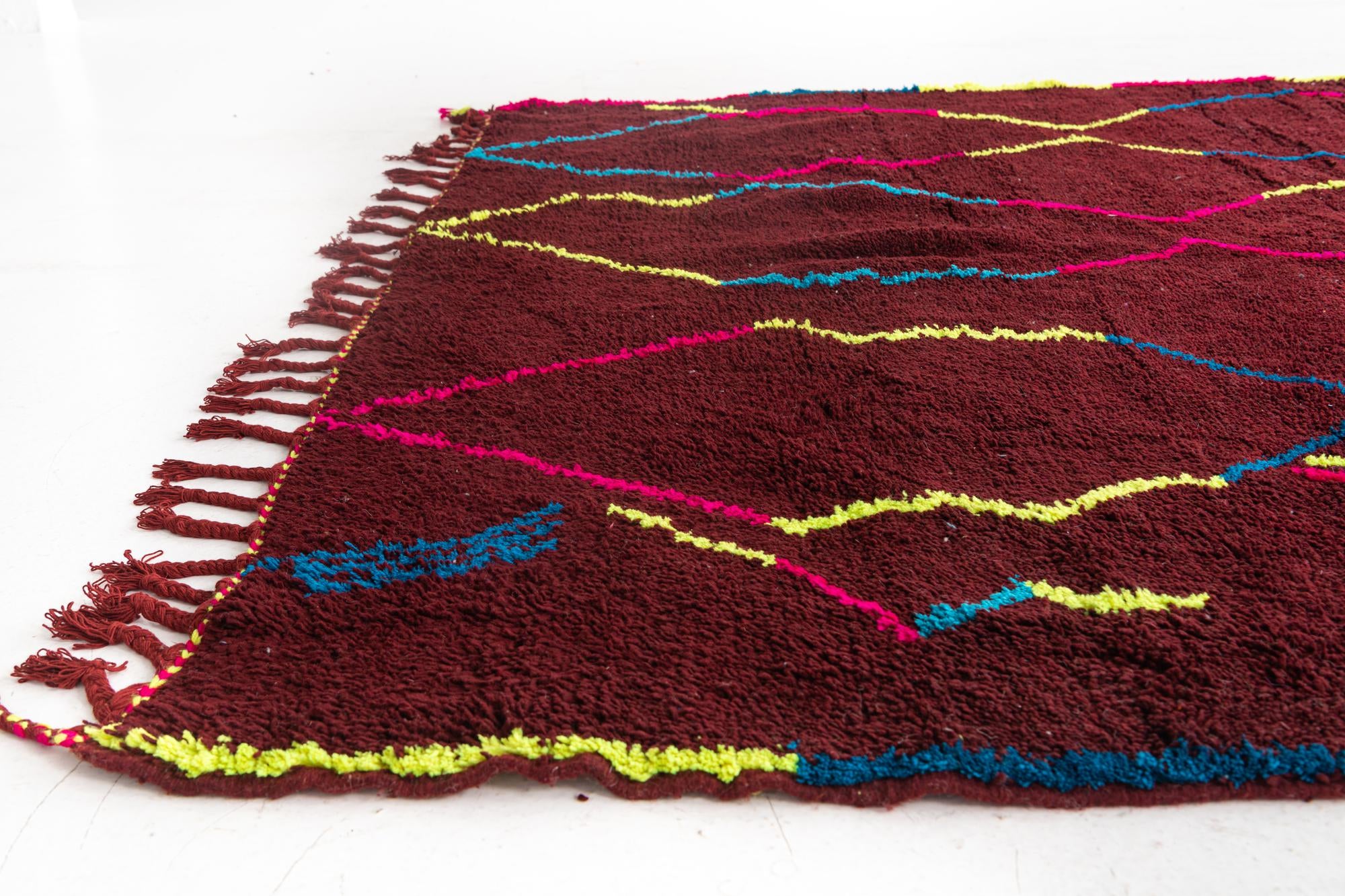 7' x 9' 4 Hand Knotted Moroccan Wool Rug