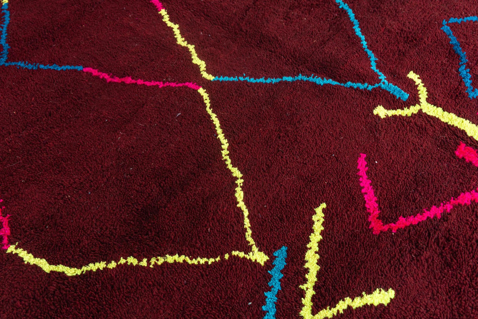 7' x 9' 4 Hand Knotted Moroccan Wool Rug