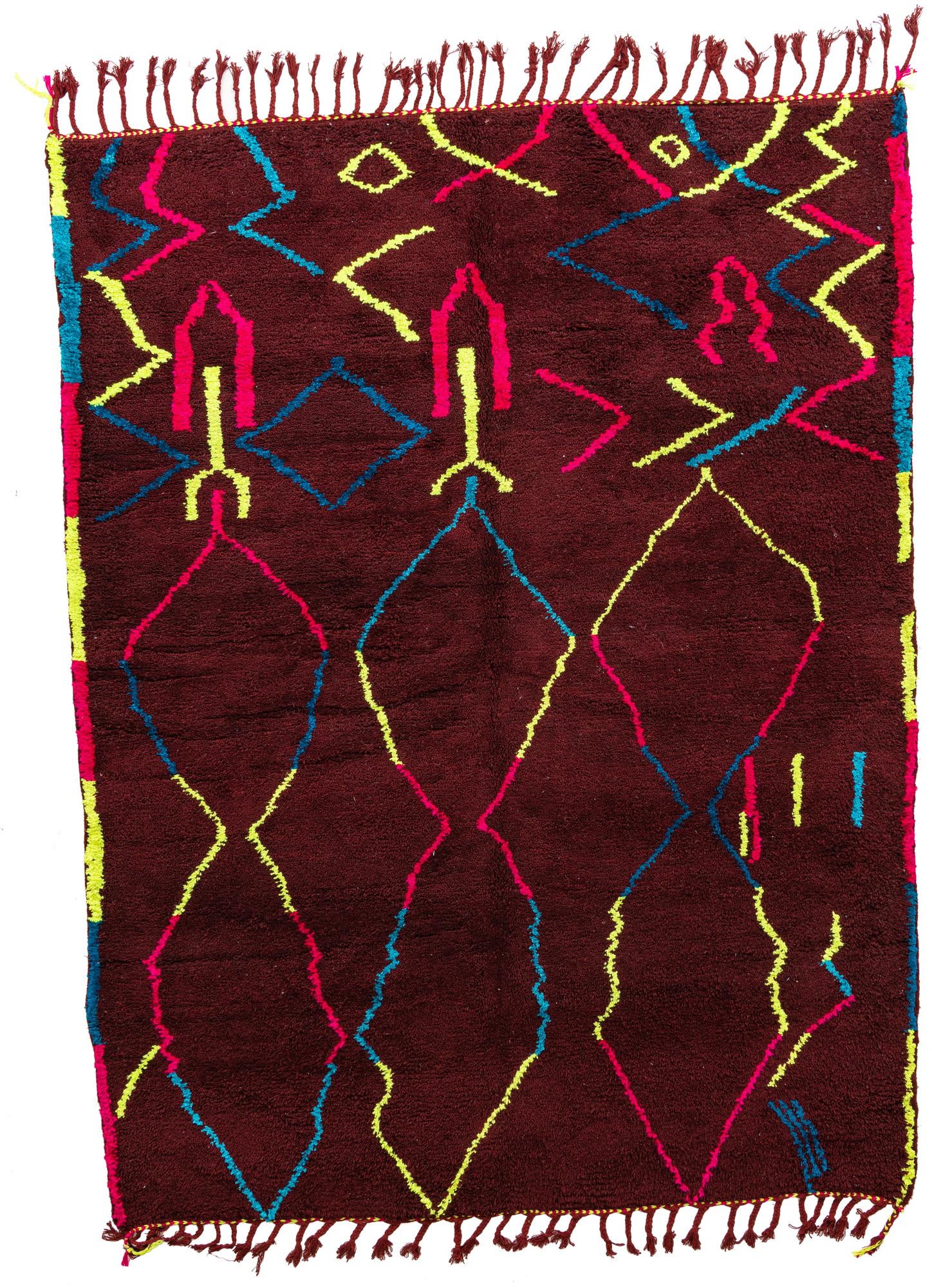 7' x 9' 4 Hand Knotted Moroccan Wool Rug