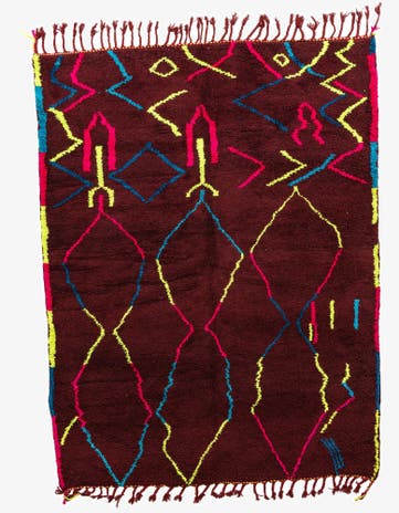 7' x 9' 4 Hand Knotted Moroccan Wool Rug