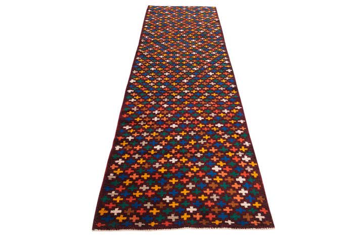 2' 9 x 9' 9 Hand Knotted Balouch Wool Runner Rug
